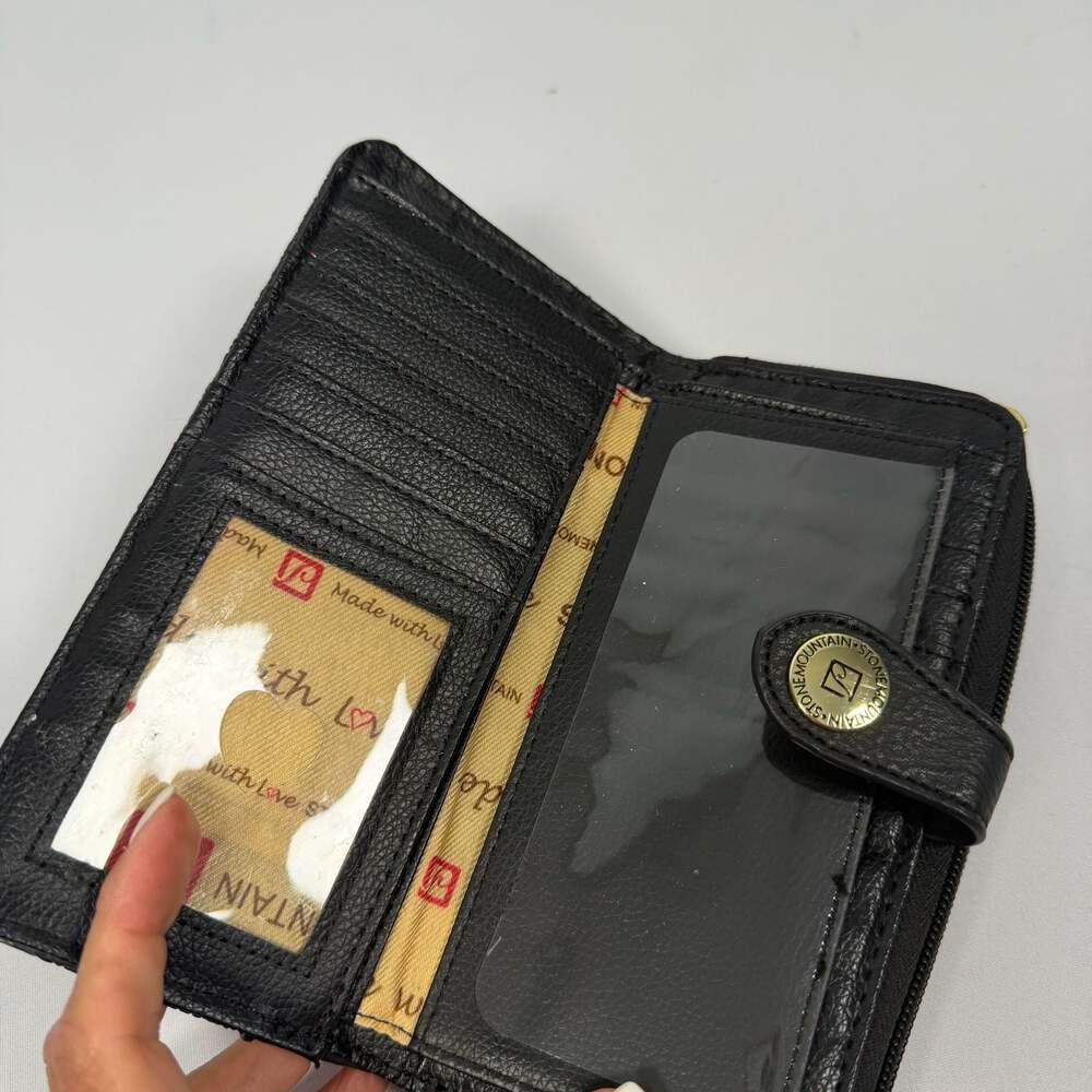 Stone Mountain Black Paisley Tooled Leather Zip Around Clutch Wallet - Picture 5 of 9